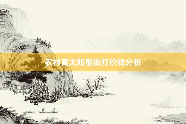 农村高太阳能街灯价钱分析